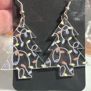 Christmas Tree Earrings with Colorful Lights